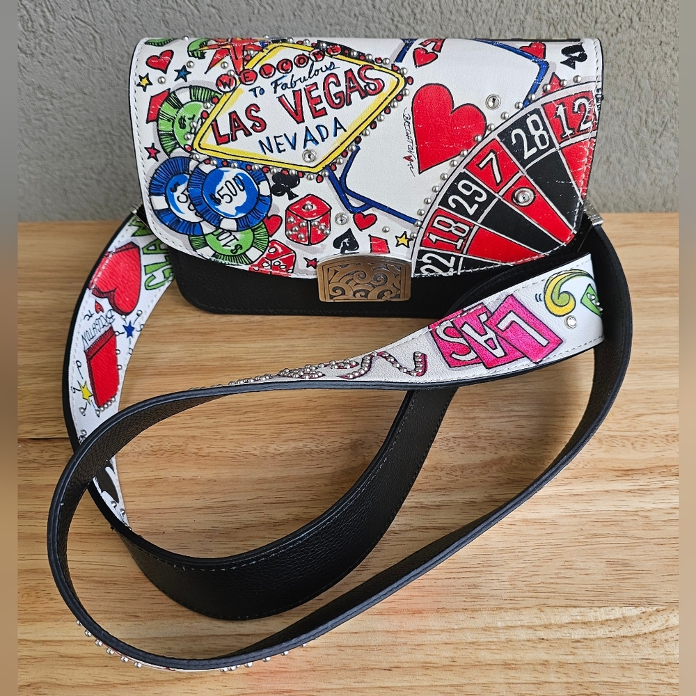 RARE Brighton Collectibles Ginger Snappy Bag with Las Vegas Flap & Strap